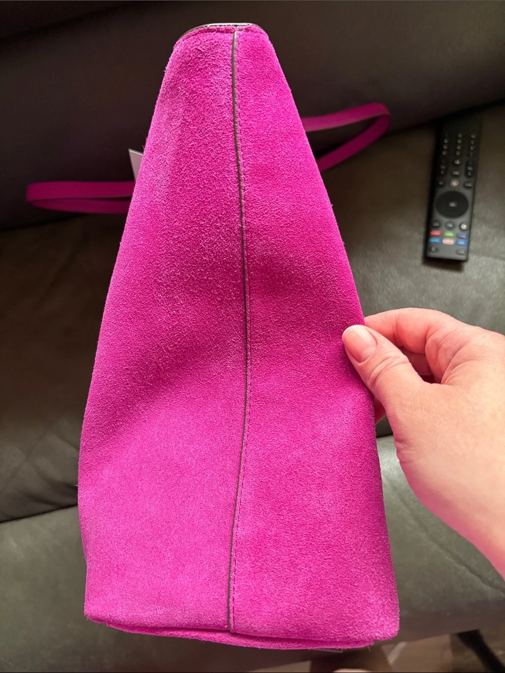 Kate spade beet color zip tote in suede material